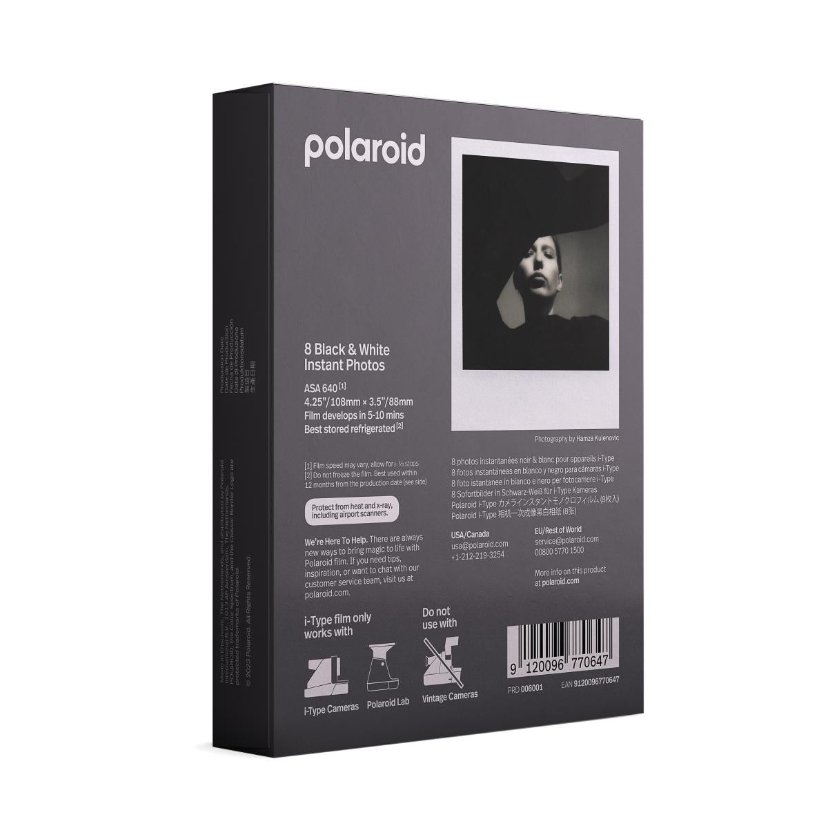 Polaroid - 寶麗來黑白相紙 Polaroid i-Type 白框黑白相紙 即影即有相機白框黑白相紙 Now+ Now Polaroid Lab相機黑白色相紙 (6001)