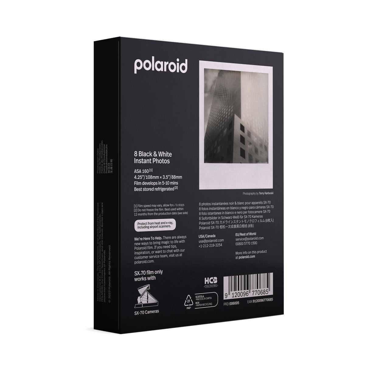 Polaroid - 寶麗來黑白相紙 Polaroid B&W Film for SX-70 白色相框黑白相紙 即影即有相機黑白相紙 (6005)