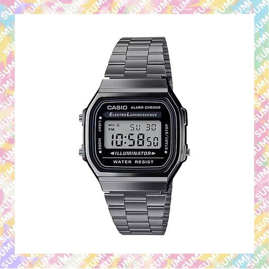 Casio - A168WGG-1A 青銅灰/灰銀色 反顯顯示方形復古跳字錶