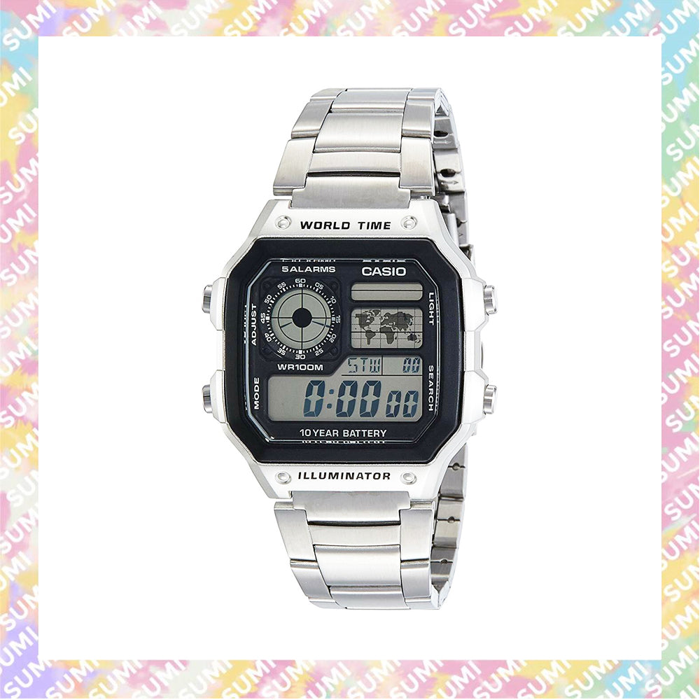 Casio - AE-1200WHD-1A 復古跳字錶 銀色