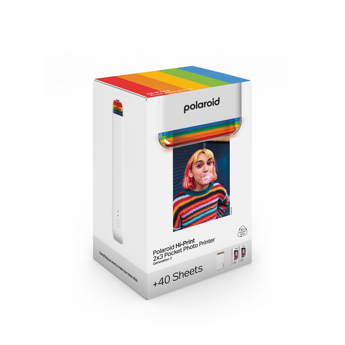 Polaroid - 寶麗來 Polaroid Hi Print 2x3 袖珍貼紙照片打印機第 2 代 & 40張貼紙套裝 Hi Print 2x3 Gen 2 EB Everything Box